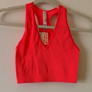 FP Movement by Free People Vivid Red Ribbed Crop Top